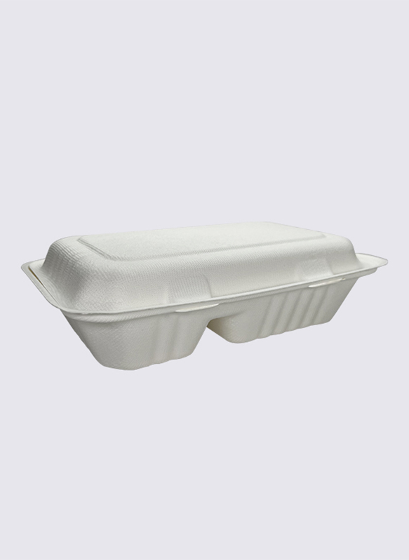 1000ml 2-div bagasse suikerriet clamshell voedselcontainer