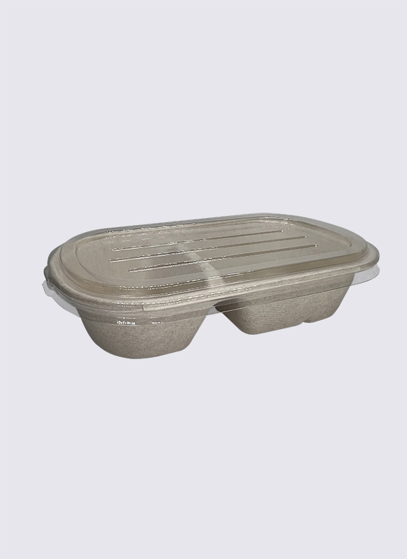 850ml 2-div Bagasse Suikerriet Voedselcontainer met PET-deksel