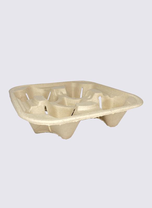 4 Cup-Bagasse Suikerriet Eco-vriendelijke Cup Tray